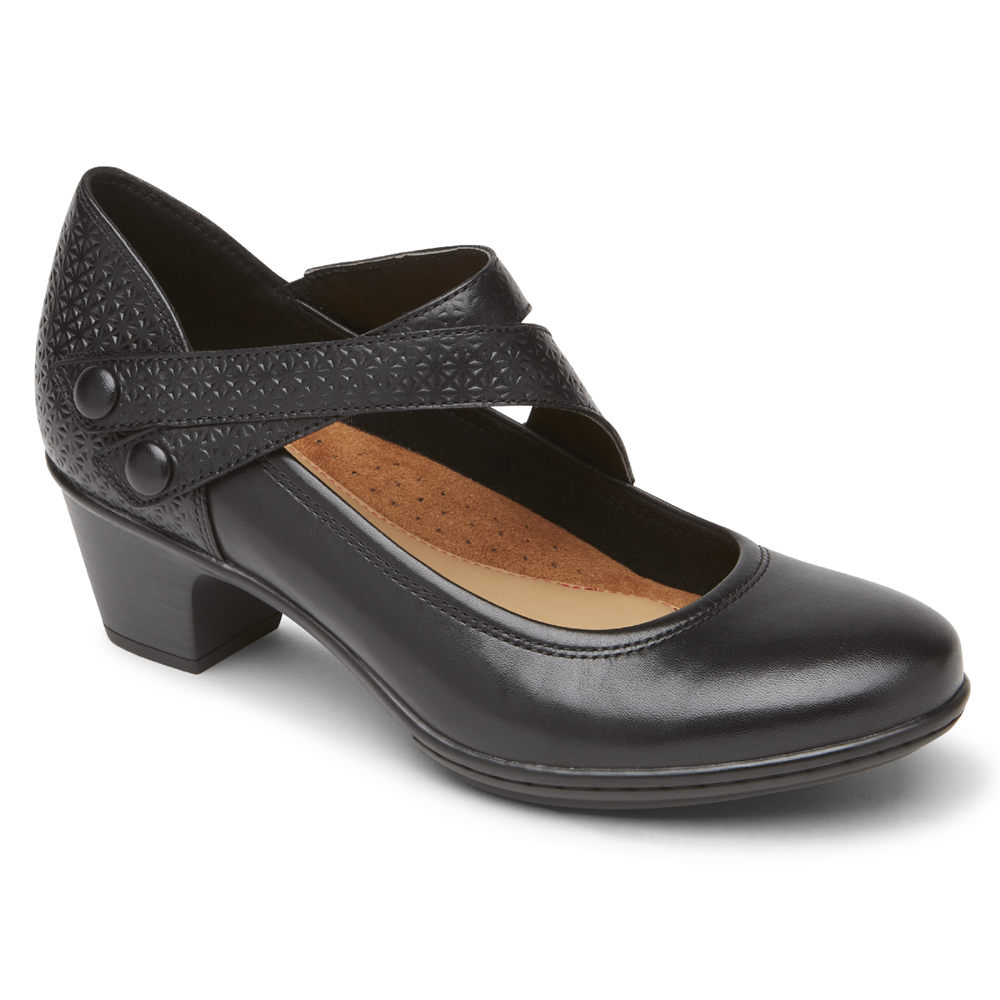 Rockport Wedges For Womens Black - Cobb Hill Kailyn Asymmetrical Mary Jane - FC5320974